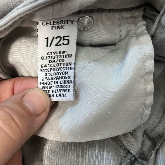 Celebrity Pink Light Gray Destroyed Raw Hem Mod Rise Ankle Skinny Size 25 - Picture 8 of 8